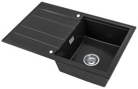 Gamma Modern 8050, 1-komorový granitový drez 790x500x210 mm, čierna škvrnitá, GMA-ZM-8050-BP