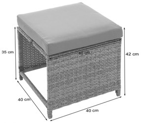 Set 2 polyratanových kresiel HWC-G16 - čierna, podušky svetlosivé