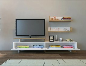 Televízny stolík s poličkami Ayaz White and Teak