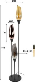 Stojaca lampa 76-90B Cocoon 3L Multicolour glass  - Komfort-nábytok