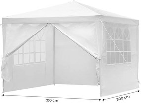 Záhradný pavilónový stan 3x3x2,5 m - biely - 4 steny