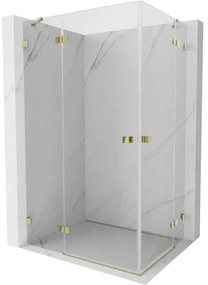 Mexen Lunar Duo, výklopný sprchový kút 110 x 105 cm, 8mm číre sklo, zlatý profil, 834-110L-105P-50-00