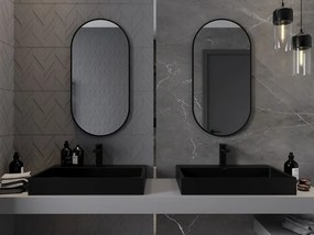 Mexen Loft oválne kúpeľňové zrkadlo 90 x 45 cm, čierny rám - 9851-090-045-000-70