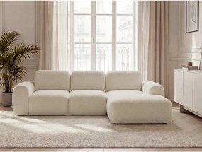 Béžová rozkladacia/s úložným priestorom rohová pohovka z textílie buklé (pravý roh/s leňoškou) Montaigne – Bobochic Paris