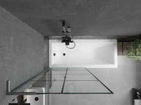 Mexen Next L, 1-krídlová vaňová zástena 90 x 150 cm, 6mm číre sklo-čierny vzor, grafitový profil, 895-090-000-03-77-66