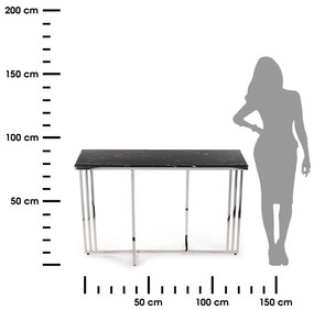 Konzolový stolík AMAGAT 120 cm strieborný/čierny mramor