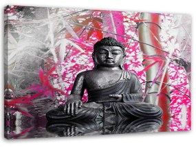 Obraz na plátně Buddha Bamboo růžový - 100x70 cm