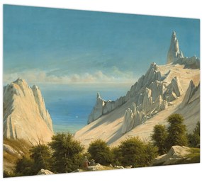 Sklenený obraz - Georg Emil Libert, View of Sommerspiret, the Cliffs of Møn, reprodukcia (70x50 cm)