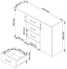 Komoda Torvi K 110,4 cm dub sonoma