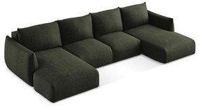 Zelená rozkladacia rohová pohovka (do tvaru "U") Leila – Makamii