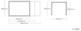Cubic HPL rozťahovací stôl strieborný/antracit 160-220-280 cm