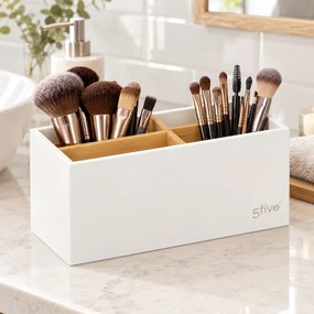 5Five® Biely organizér, stojan so 4 priehradkami na stojace predmety, SELENA WHITE