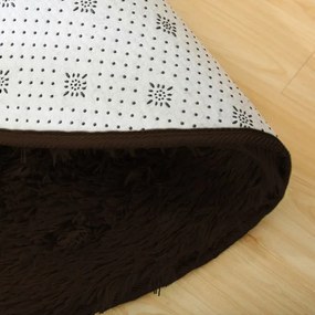 Protišmykový koberec SHAGGY tmavohnedý kruh