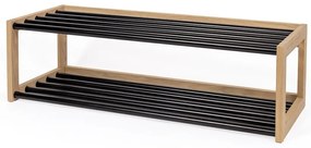 Čierna/prírodná kovová polica na topánky – Woodman