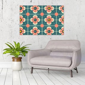 Obraz - Retro vzor s kvetmi (90x60 cm)