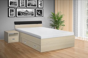 Nabytekmorava Drevená posteľ RAMI -M 140x200 cm dekor lamina: Akát, matrac: BEZ MATRACÍ