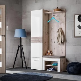 Predsieňový nábytok Gustavo V + Poduška Dub Wellington/biely