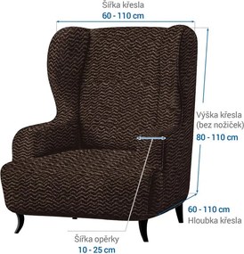 Bielastické poťahy CRISTINA tabaková kreslo ušiak (š. 60 - 110 cm)
