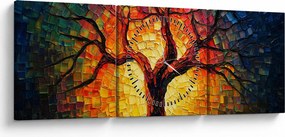 Obraz - Strom života v mozaike (s hodinami) (90x30 cm)