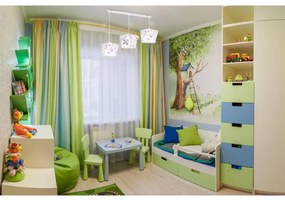 Detské závesné svietidlo Diamond, 3x biele textilné tienidlo so vzorom
