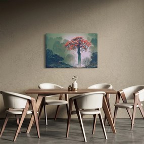 Obraz osamoteného červeného stromu (90x60 cm)