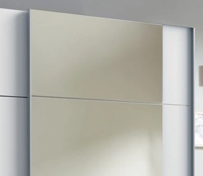 Šatníková skriňa so zrkadlom Emden, 225 cm, biela