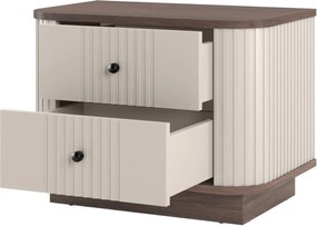 Sada nočných stolíkov Vespera 56 cm na sokli - kašmírová / orech / čierna