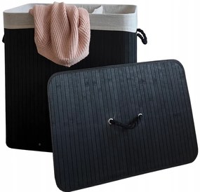 Bambusový kôš na bielizeň – 3 komory, 150 l sivá