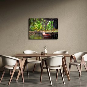 Obraz - Drevená loď na kanáli, Thajsko (70x50 cm)
