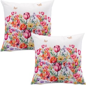 Sada 2 ks obliečok na vankúšiky FAREBNÉ KVETY 40 x 40 cm