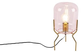 Stolná lampa v štýle art deco mosadz ružové sklo - Bliss