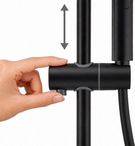 Erga Dubaj, sprchový set s batériou a hlavovou sprchou 23 cm, čierna matná, ERG-YKA-BP.DUBAJ23-BLK