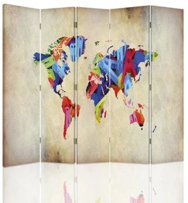 Gario Paraván Farebná mapa sveta Rozmery: 180 x 170 cm, Prevedenie: Klasický paraván