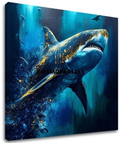 Dekoratívna maľba na plátne - PREMIUM ART - Shark Force in Dark Water