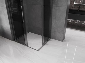 Mexen Velar L Duo, sprchový kút s posuvnými dverami 100 x 90 cm, 8mm šedé sklo, brúsený grafit, 871-100-090-02-43-66