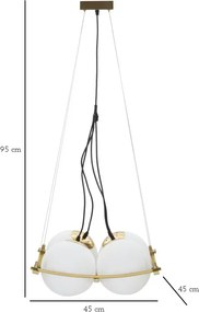 Závesný luster Japany 45 cm zlatý/biely