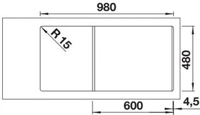 Blanco Adira 6 S, silgranitový drez 1000x500x200 mm, 1,5-komorový, čierna, BLA-527601