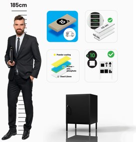 Čierny nočný stolík kovový MIA Modern 424 x 595 x 400 mm