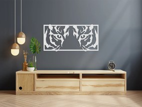drevko 3D obraz na stenu Pohľad tigra Rozmer obrazu: 22 x 44,5 cm, Farba dekorácie: Čierna