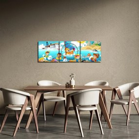 Obraz - Deň na pláži (s hodinami) (90x30 cm)