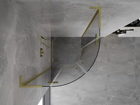 Mexen Mist L, štvrťkruhový sprchový kút s 2-krídlovými dverami, 100 x 100 cm, číre sklo, zlatý matný profil, 8A33L-100-100-55-00