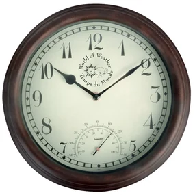 Vonkajšie nástenné hodiny s teplomerom Esschert Design Time