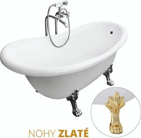 Besco Akrylátová voľne stojaca vaňa Otylia 160x77 (170x77) s prepadom BESCO-Typ výpuste: Click-Clack s prepadom, chróm, BESCO-Nôžky: Čierna mat, BESC…