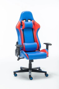 Bezdoteku Kancelárska stolička Viktorka modrá s červenými pruhmi
