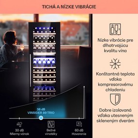 Klarstein Vinsider 89 vstavaná trojica vstavaná vinotéka 5–18 °C dotykové ovládanie drevené police
