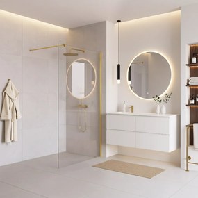 Bezrámová sprchová zástena REA FLEXI GOLD 120 cm, zlatá lesk/transparent - bez vaničky