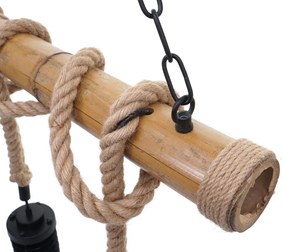 Závesné svietidlo H82 industrial, klietka 3 74203 - kov / bambus - Čierna