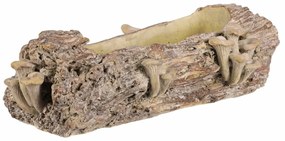 Betonový obal - truhlík, drevo s hubami, 41 x 19 x13 cm, hnedá