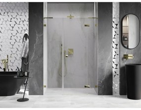 Mexen Lunar L, pravé otočné sprchové dvere 125 cm, číre sklo, zlatý profil, 834SL-125-050-50-00-P