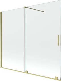 Mexen Velar, 2-krídlová posuvná vaňová zástena 180 x 150 cm, 8mm číre sklo, zlatý matný profil, 896-180-000-01-55